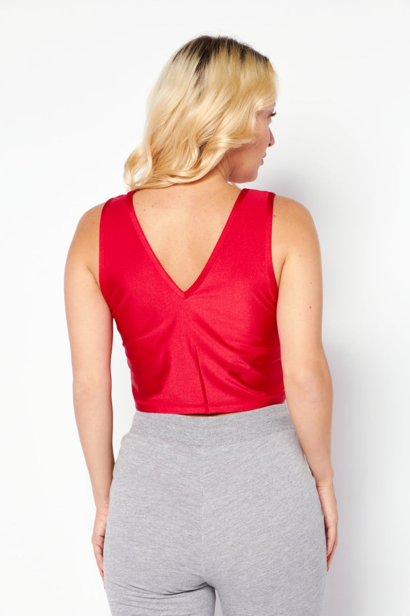 DKNY Sport Women Brand Logo Non-Padded Sports Bra, Red - Image 2